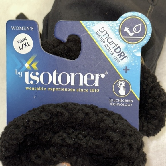 Isotoner Womens Black Winter Gloves SmartDRI SmarTouch NWT L/XL - Picture 3 of 11